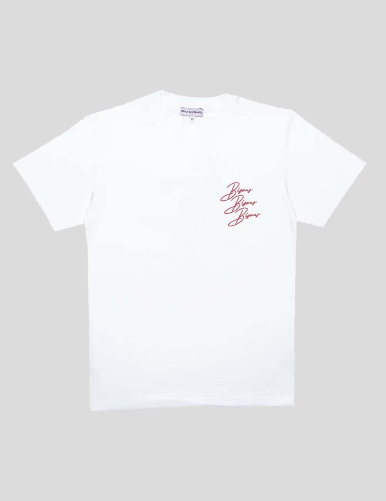 T-shirt BISOUS SKATEBOARDS cigarette tee white